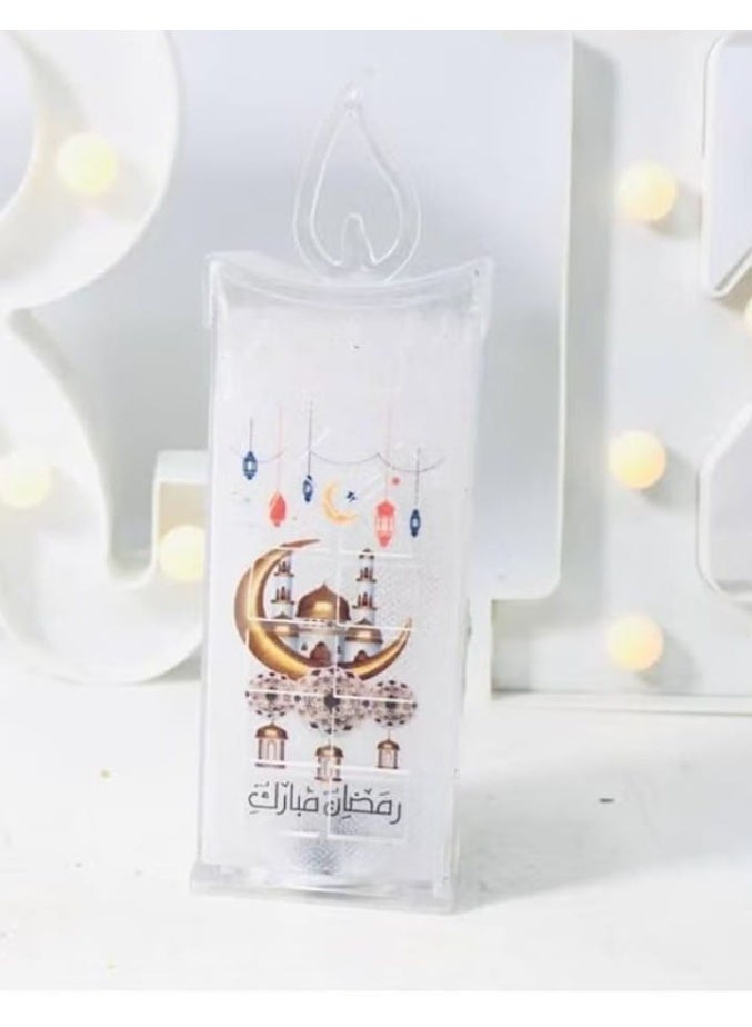 “شمعة «عيد مبارك» بدون لهب (قطعة واحدة) لرمضان والعيد—آمنة وأنيقة، مثالية لتزيين الأجواء الاحتفالية. - Image 2